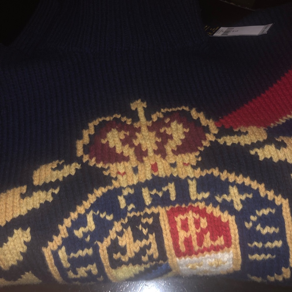 Loo Ralph Lauren Navy Crest Turtleneck size L